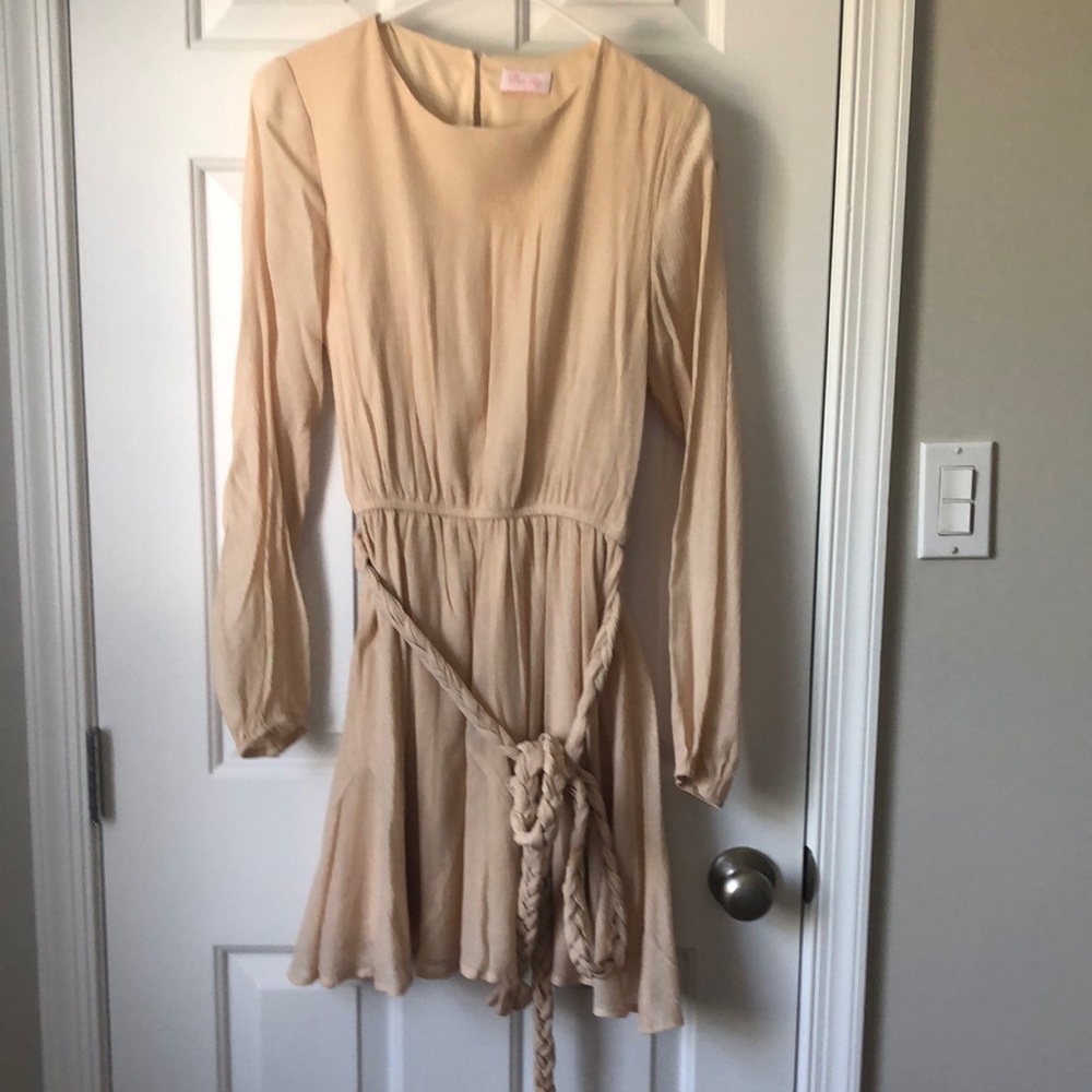 Pink Lily ivory dress with matching braided belt.